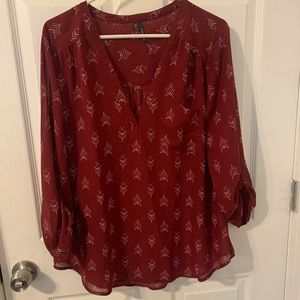 Quarter length sleeved maroon blouse